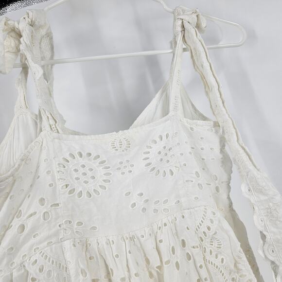 LoveShackFancy Antonella Dress White Embroidered Eyelet Ruffe Tiered Midi Size S - Picture 8 of 11